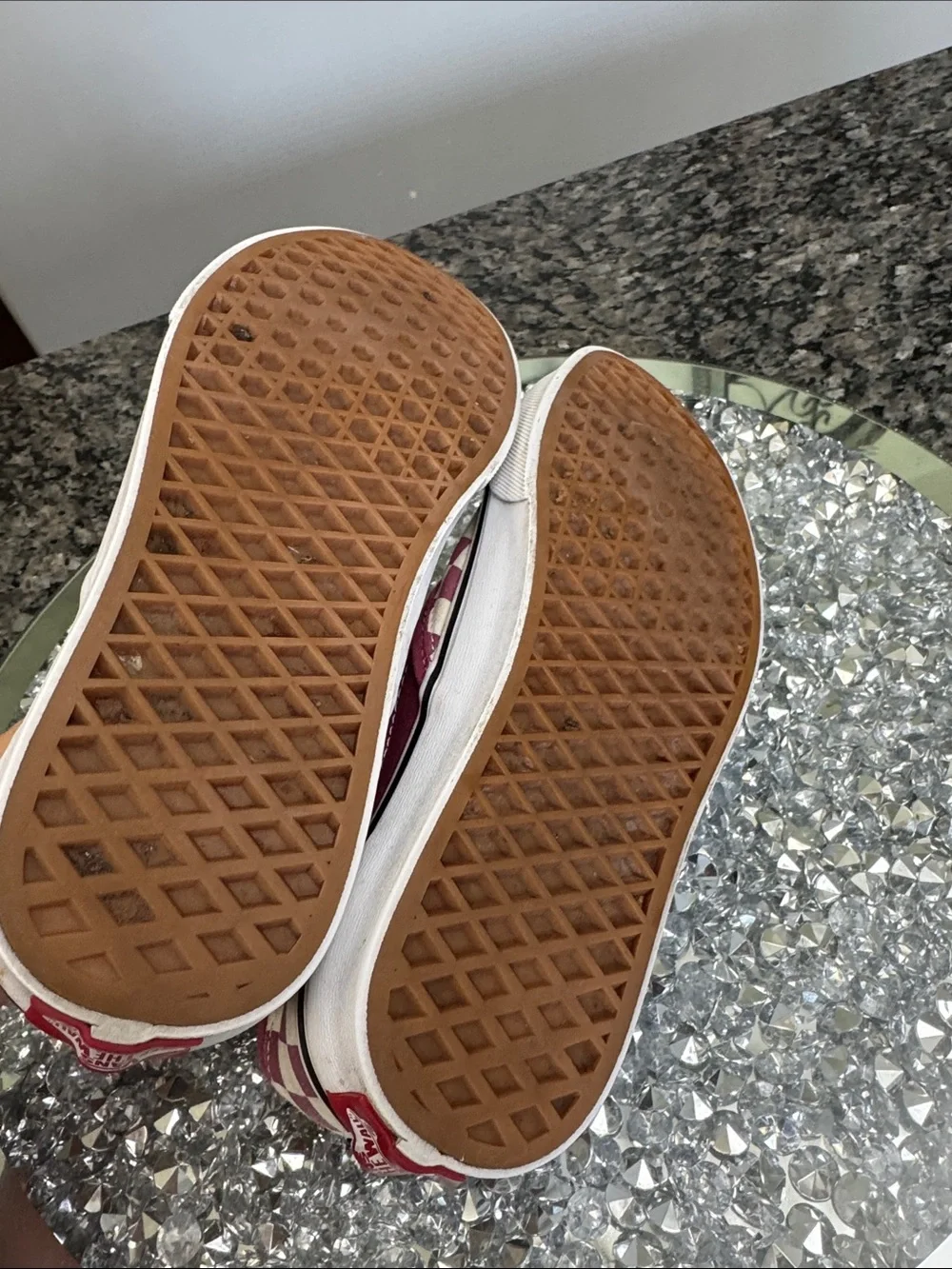 Vans Slip-On Checkerboard Pink and Cream Canvas Loafers
